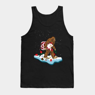 Bigfoot Kidnaps Santa Funny Christmas Tank Top